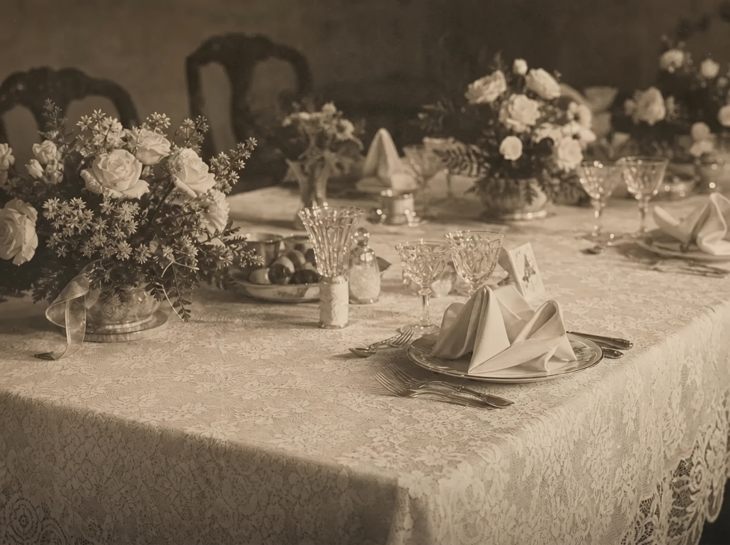 Scratched black-and-white wedding portrait used in the restoration verification set: Restored result